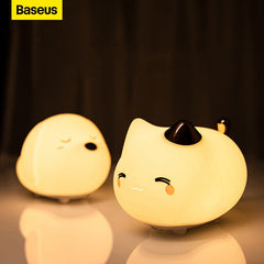 Baseus bonito led night light silicone macio sensor de toque luz da noite para