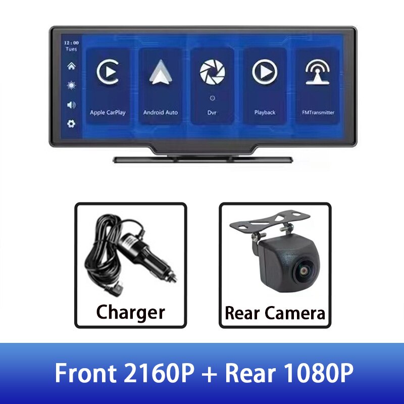 Caméra de tableau de bord sans fil ADAS, CarPlay, Android Auto, DVR 5G,  WiFi, navigation GPS, caméra de recul, carte Prada, enregistreur vidéo,  10.26 , 4K - AliExpress