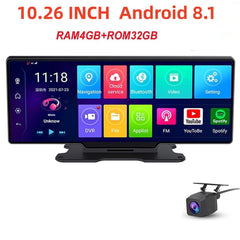 4G LTE Android 10 Car Dash Cam Dual 1080P Cameras GPS Navigation Live Remote Monitor Carplay &
