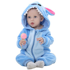 Babi menina roupas de flanela inverno macacões do bebê uma peça com capuz animal dos desenhos animados gato cosplay