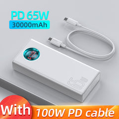 Baseus 65w power bank 30000mah pd carga rápida