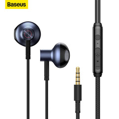 Baseus h19 com fio fones de ouvido 6d estéreo baixo fone de ouvido in-ear 3.5mm fone de ouvido