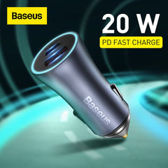 Baseus pd 20w carregador de carro rápido carregador usb