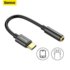 Baseus tipo c a 3.5mm fone de ouvido jack aux usb c cabo fones adaptador 3.5 jack cabo de áudio para