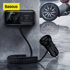 Baseus transmissor fm carro bluetooth 5.0 fm rádio modulador carro kit 3.1a usb carregador de carro sem fio aux áudio mp3 player