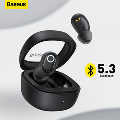 Baseus wm02 fones de ouvido sem fio tws bluetooth 5.3 fones de ouvido, mini e compacto desgaste confortável