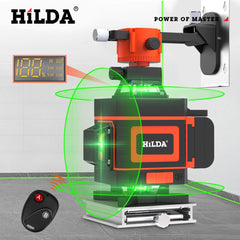 Hilda 3 °/4d Nível de laser 16/12 Linhas autonivelagem 360 Horizontal e vertical cruzamento super poderoso laser verde linha