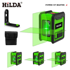 Medidor de nível de laser Hilda 2 linhas cruzadas de nível verde horizontal & amp; Nive vertical Autonominal a laser