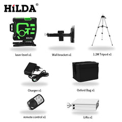 Medidor de nível de laser Hilda 2 linhas cruzadas de nível verde horizontal & amp; Nive vertical Autonominal a laser