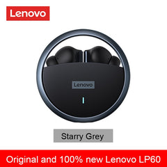 Lenovo lp60 tws fones de ouvido bluetooth sem fio jogos de metal rotativo cavidade anel fone alta fidelidade som estéreo baixa latência