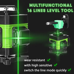 Multifuncional 4D 16 linhas 360 Laser Nível 3 ° Máquina de autonivelamento