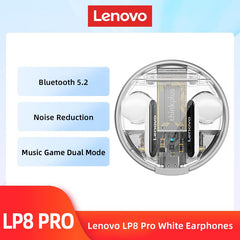 Lenovo lp8 pro tws fones de ouvido sem fio bluetooth 5.2 fones alta fidelidade estéreo sem fio com microfone esporte