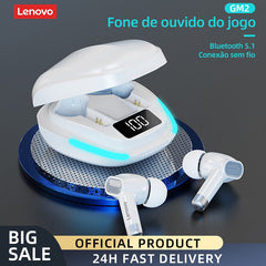 Lenovo gm2 tws bluetooth 5.1 sem fio gaming fone de ouvido fones de ouvido esportes redução de ruído fone de ouvido