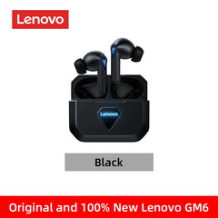 Lenovo gm6 bluetooth 5.0 fones de ouvido sem fio gaming inteligente controle remoto fone baixa latência com microfone