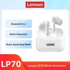 Lenovo lp70 tws earbud fones de ouvido bluetooth sem fio ruído alta fidelidade som sem fio com microfone fone novo