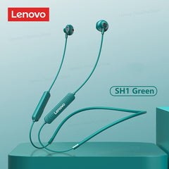 Lenovo sh1 fone de ouvido sem fio bluetooth 5.0 fone à prova dipágua ipx5 neckband fones esporte com microfone