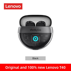 Lenovo t40 tws 5.2 bluetooth fones de ouvido sem fio esporte redução ruído 350mah caso carregamento com microfone