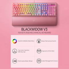 Razer Blackwidow v3 teclado mecânico rosa