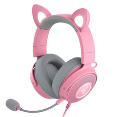 Razer kraken kitty v2 pro fone de ouvido rgb com fio orelhas intercambiáveis (gatinho, urso, coelho)