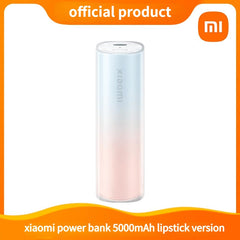 Xiaomi 5000mah Power Bank batom ultra-fino Fonte de alimentação portátil carregando rapidamente