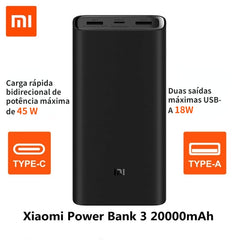 Xiaomi power bank saída triplo USB-C 45w carga rápida em dois sentidos portátil